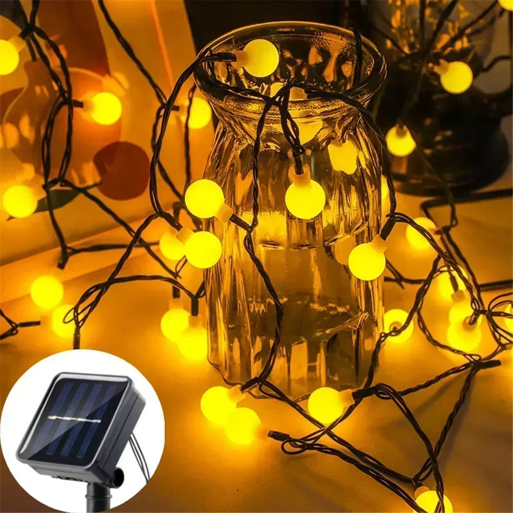 Solar String Light Outdoor Small Ball Lights with 8 Modes Waterproof Solar Powered Patio Light for Garden Christmas Halloween