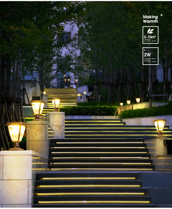 Simple Solar Column Pillar Light Outdoor LED Post Deck Cap Fence Landscape Lamp Waterproof Decor Garden Gate Solar Power Lamp