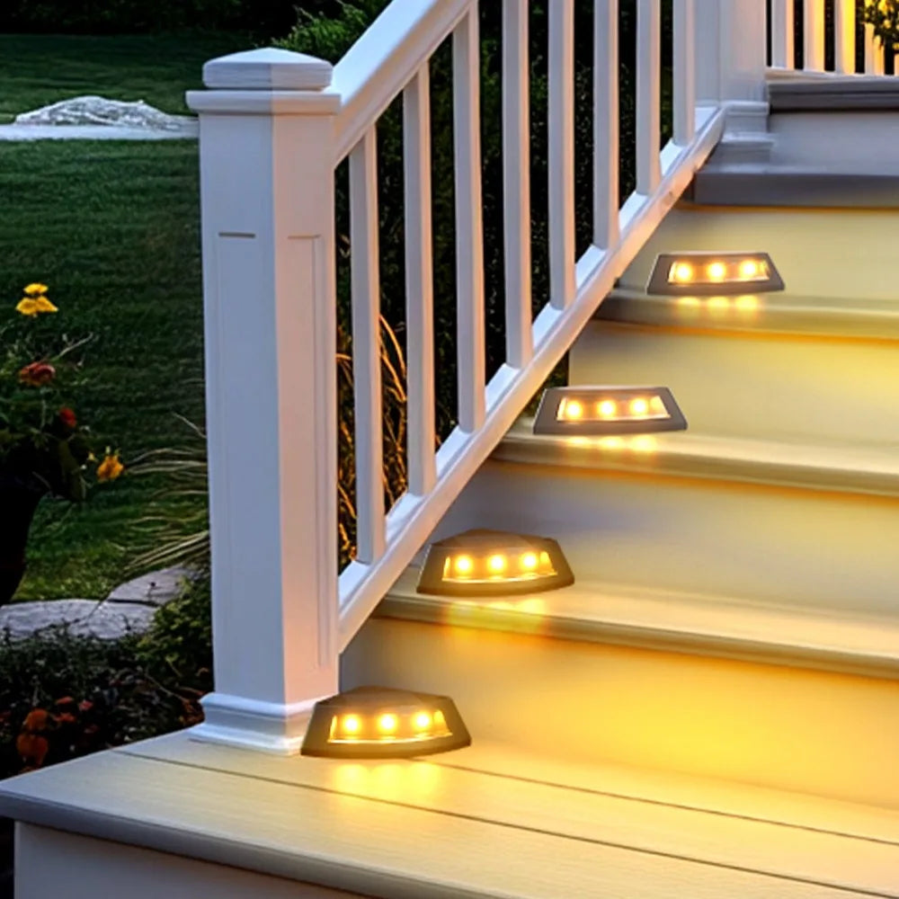 4pcs Waterproof Solar Step Lights Auto Switch Easy To Use Stair Lighting Solar Powered Warm /White Light Garden Walkway Light