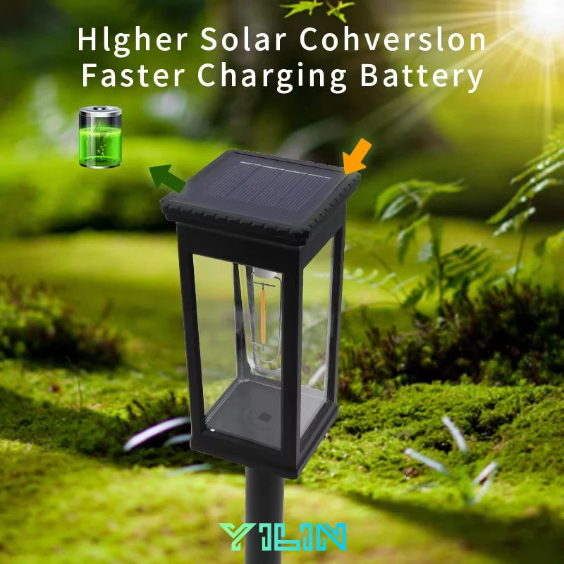 Solar Pathway Lawn Lights Outdoor Walkway Garden Tungsten lamp Waterproof Landscape Light Auto On/Off Lights for Yard Lawn Patio