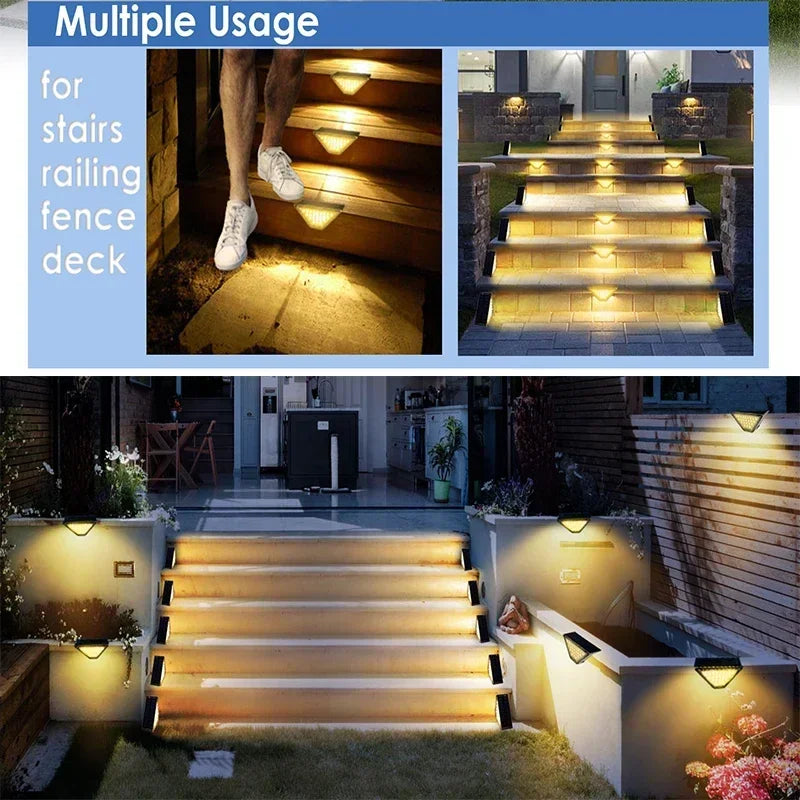 Solar Deck Lights Fence Lights Outdoor Step Lights Waterproof Solar Lights for Railing Stairs Step Fence Yard Patio and Pathway