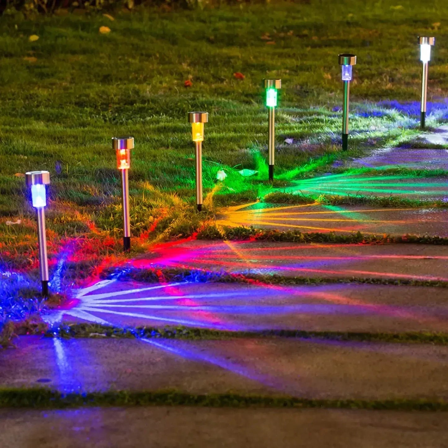LED Solar Pathway Lawn Lights Outdoor IP65 Waterproof Lantern Decoration Lamps for Garden Walkway Path Driveway Patio Yard Lawn