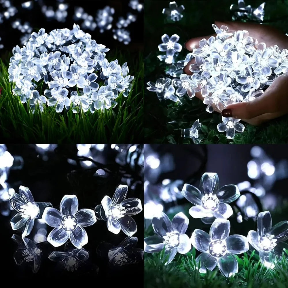 Solar Flower Lights Outdoor Solar String Lights for Garden, Patio, Fence & Christmas Decor 