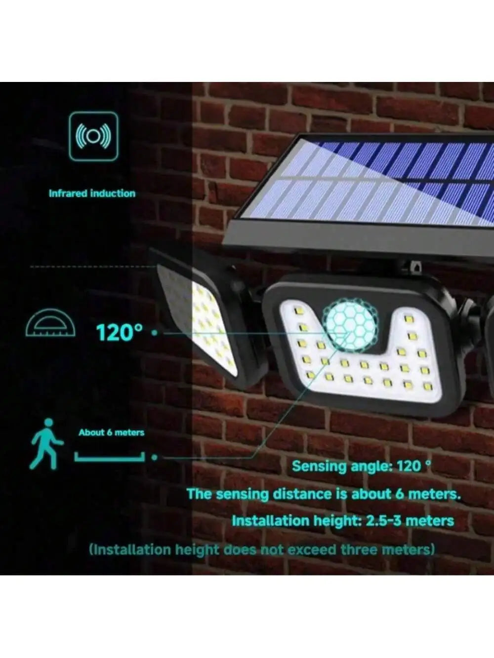 Upgraded Solar Security Lights Outdoor-270°Smart Human Detection&3-Way Adjustable Head IP65 Waterproof Motion Sensor Wall Floodl