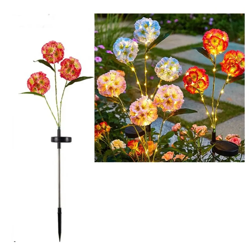 Waterproof Solar Flower Light Ground Mounted Warm light Simulation Flower Lamp with 3 Head Intelligent Light Sensing