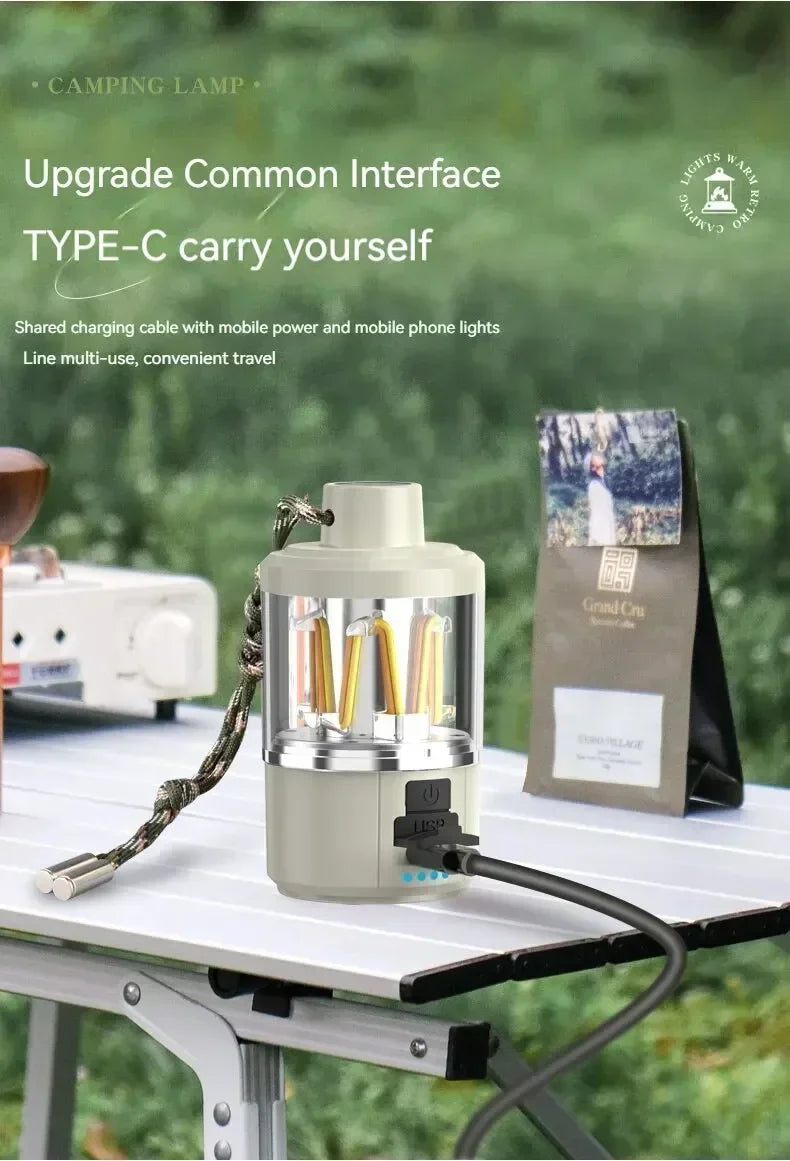 Solar Camp Lantern - IPX7 Waterproof with 360° Magnetic Base & Rechargeable
