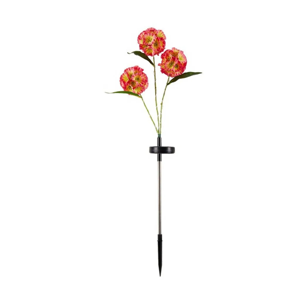 Waterproof Solar Flower Light with 3 Head Ground Mounted Simulation Flower Lamp Warm light Intelligent Light Sensing