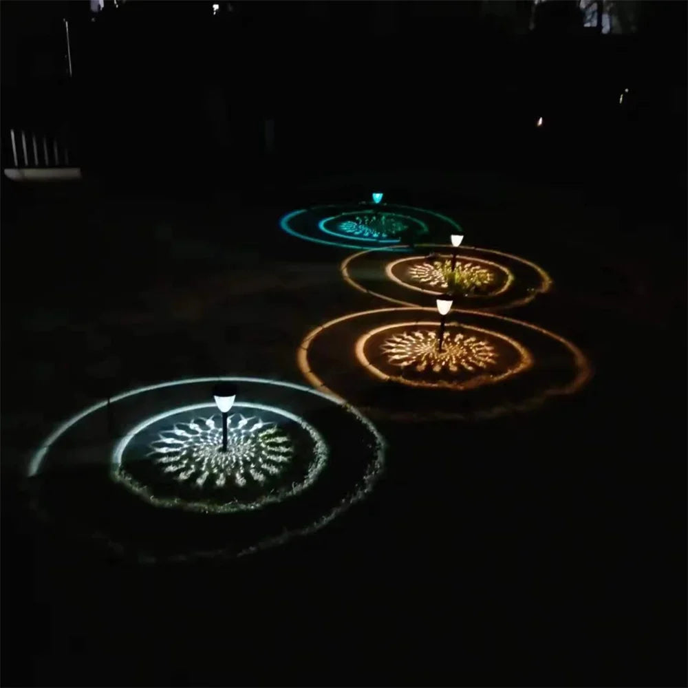 1-4Pack Solar Pathway Lights Outdoor Waterproof Round Circel Pattern On The Ground Light The Way for Yard Garden Path Walkway