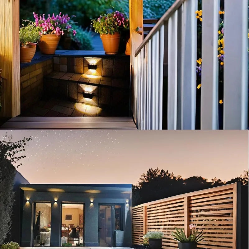 Solar Fence Up and Down Lighting Small Solar Step Lights Waterproof Deck Lighting Outdoor Terrace Shed Pool