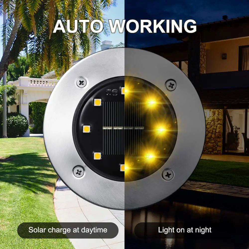 2-16 Pack Solar Ground Lights Outdoor 8 LED Waterproof Garden In-ground Pathway Landscape Lighting for Lawn Deck Patio Walkway