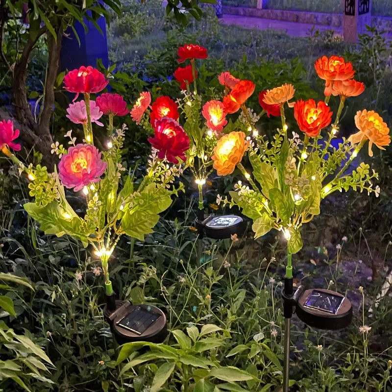 Solar Carnations Flower Lights Snow Lotus Outdoor Decoration Courtyard Garden Villa Atmosphere Lawn Ground Lights
