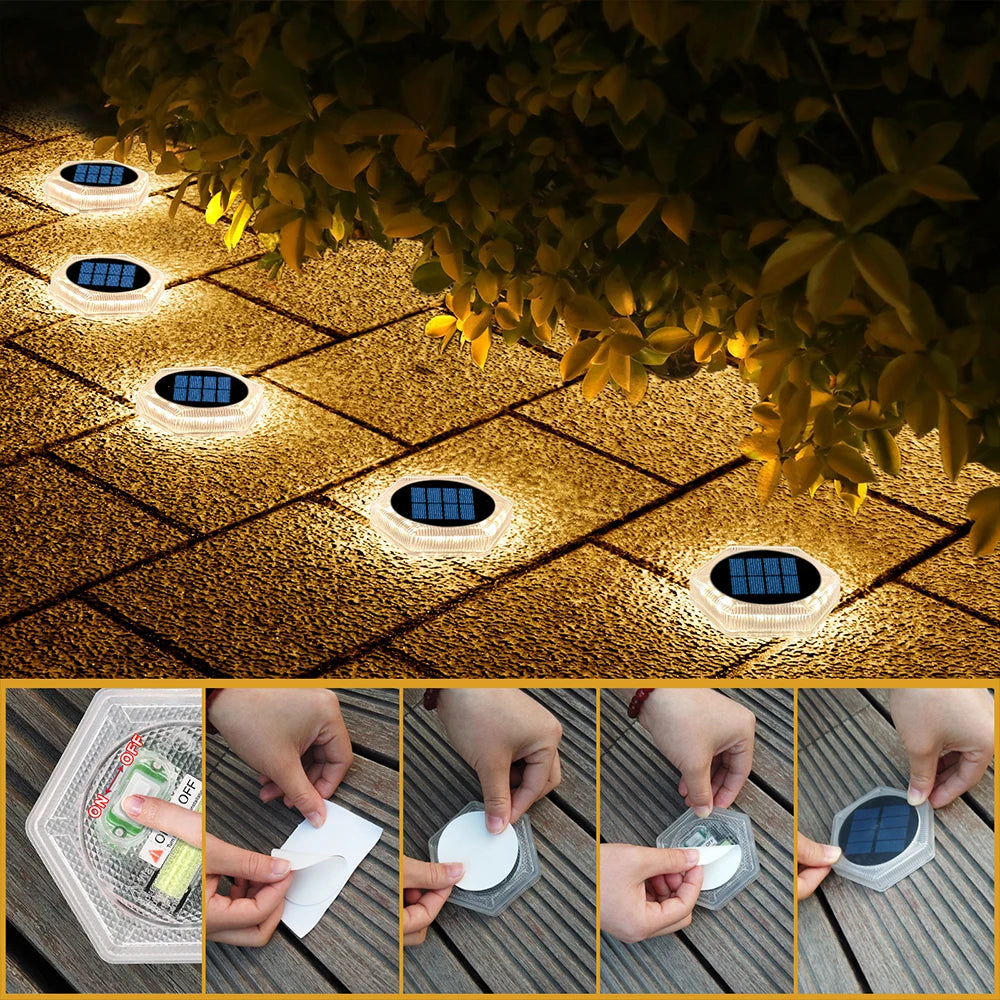 Solar Deck Lights Auto On/Off Dock Post Lights Driveway Fence Stairs Yard Patio Pathway Porch - Solar Powered Step Lights Blue