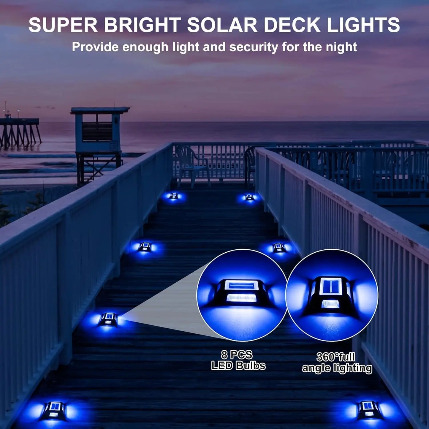 1pc 6LED Outdoor Deck Lights Solar Garden Step Lighting IP65 Waterproof For Stairs Patio Pathway Yard Fence Wall Lamp