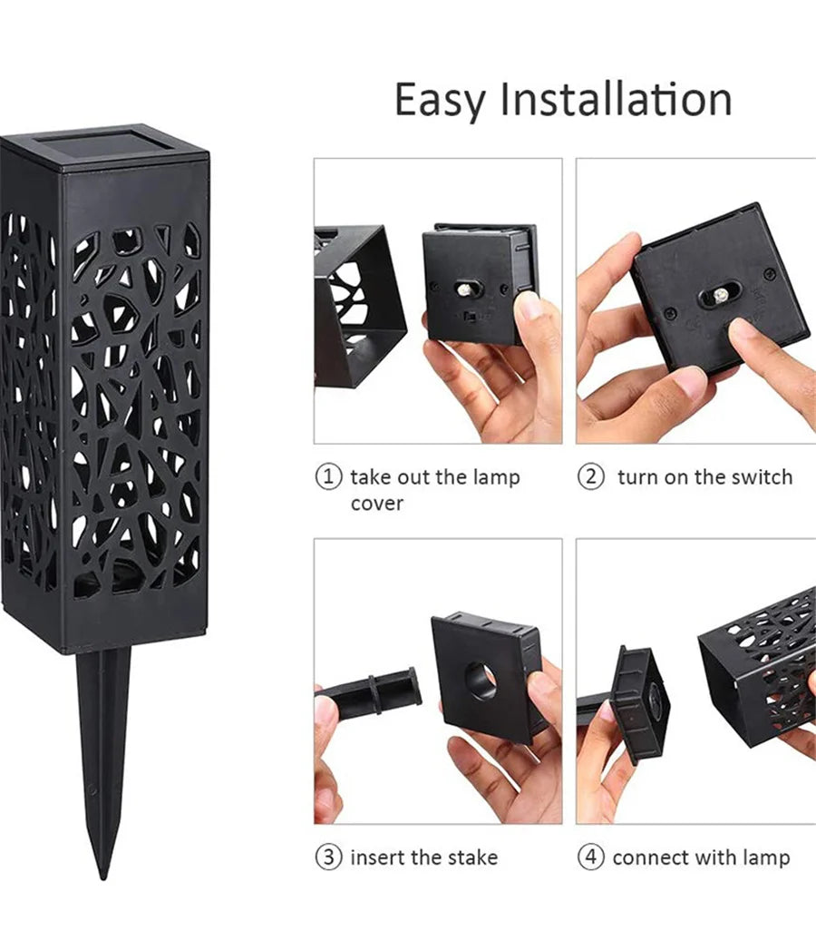New 2/4/6pcs Solar Garden Light Waterproof Hollowing Out Patio Pathway Lawn Landscape Lamps Home Decoration Outdoor Solar Lights
