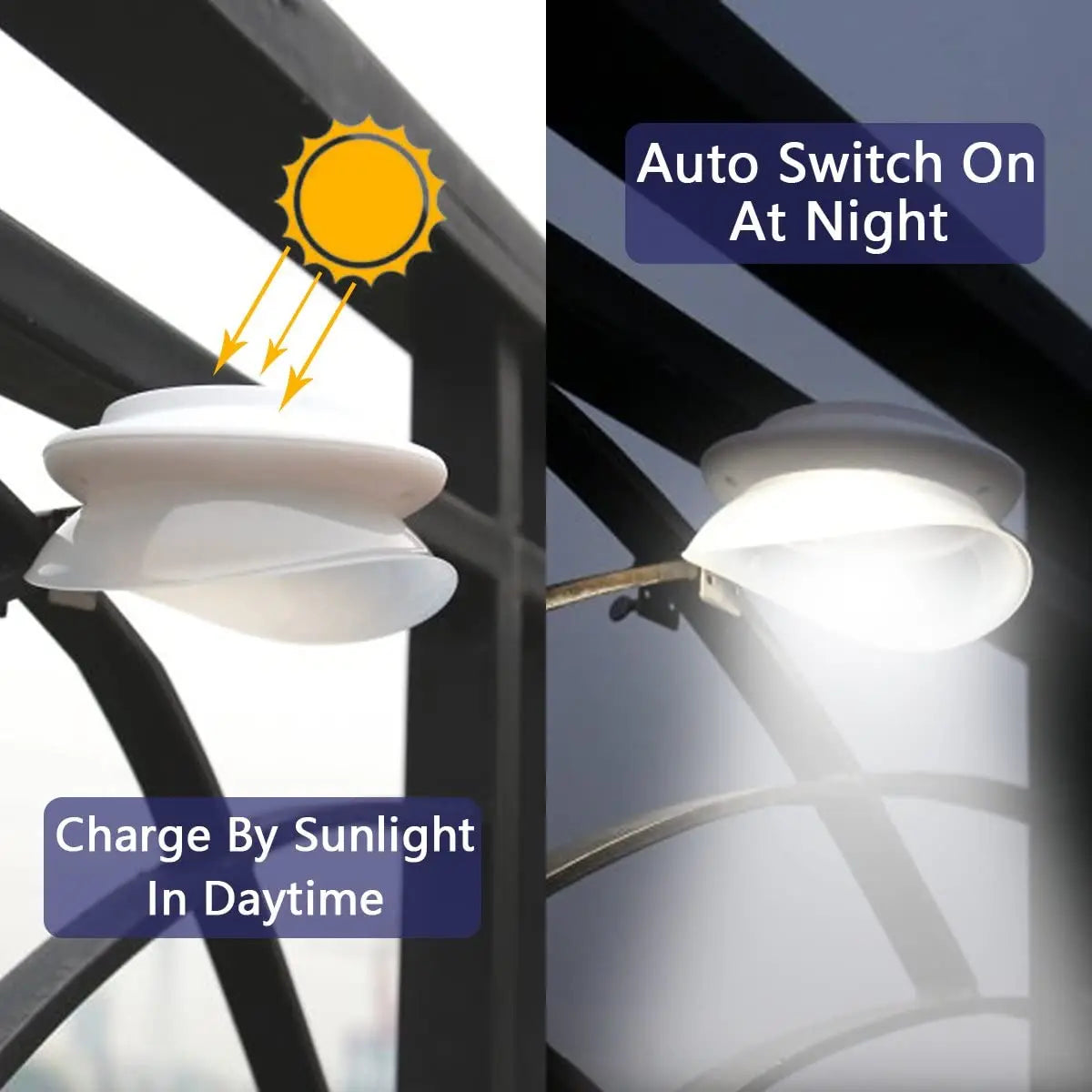 Solar Garden Gutter Lights Outdoor, 9 LED Deck Fence Lights Waterproof for Wall, Deck, Fence, Stair, Step and Yard Decor