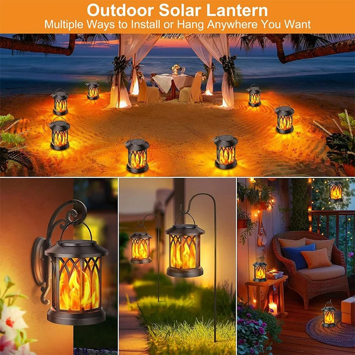 Dancing Flame Solar Lantern Outdoor Solar Flame Lamp Clip Lantern Landscape Pendant Lamp High-power Street Lamp Courtyard Lights