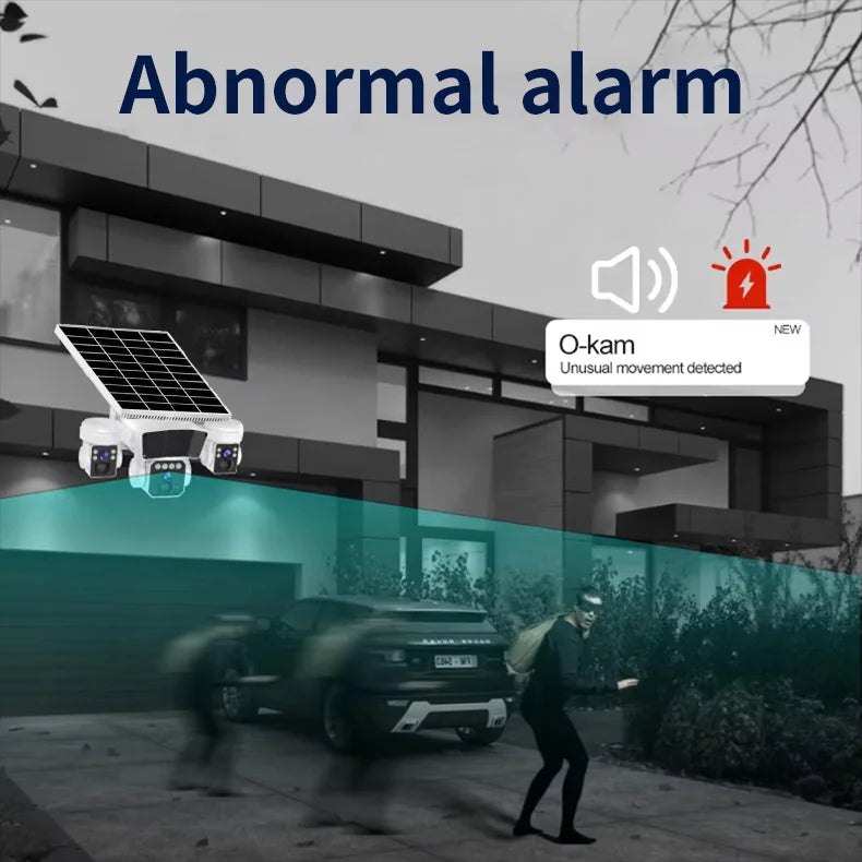 12MP Solar Powered Wireless Surveillance IP 4G Sim Card Camera O-KAM Pro 6K 3 lens Security Outdoor Solar Waterproof CCTV Camera