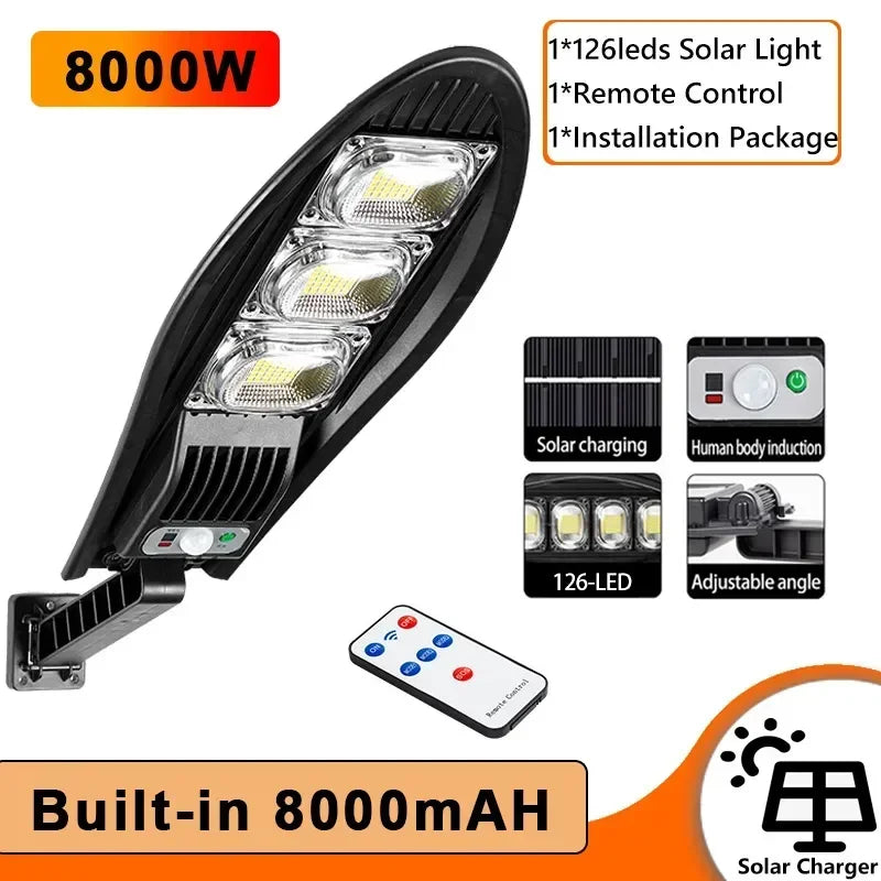 Upgraded 168LED Solar Street Light Outdoor Waterproof LED for Garden Wall Lamp Adjustable Angle Solar Lamp Built-in 10000mAH Hot