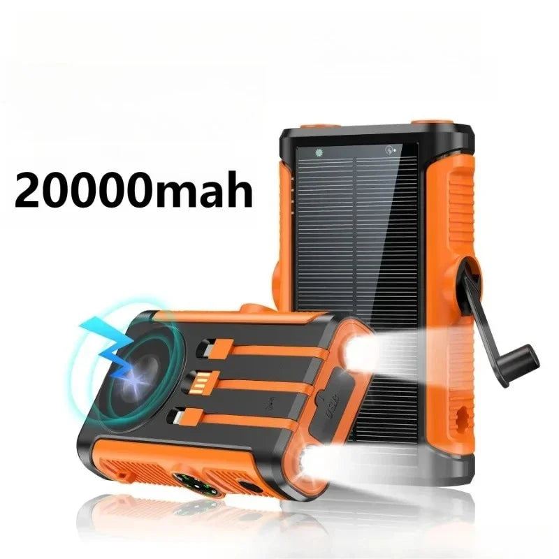200000mAh Solar Power Bank 22.5W Magnetic Wireless Charging Camping Powerbank with Cables External Battery for IPhone Magsafe