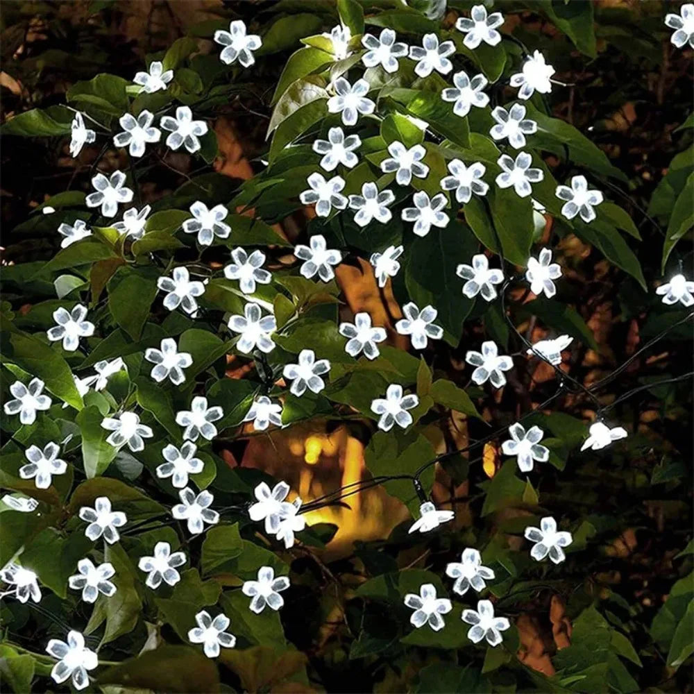 Outdoor Garden Solar Flower Light, Waterproof Solar String Lights, Fairy Simulation Floral Garlands, Christmas Decoration Lamp.
