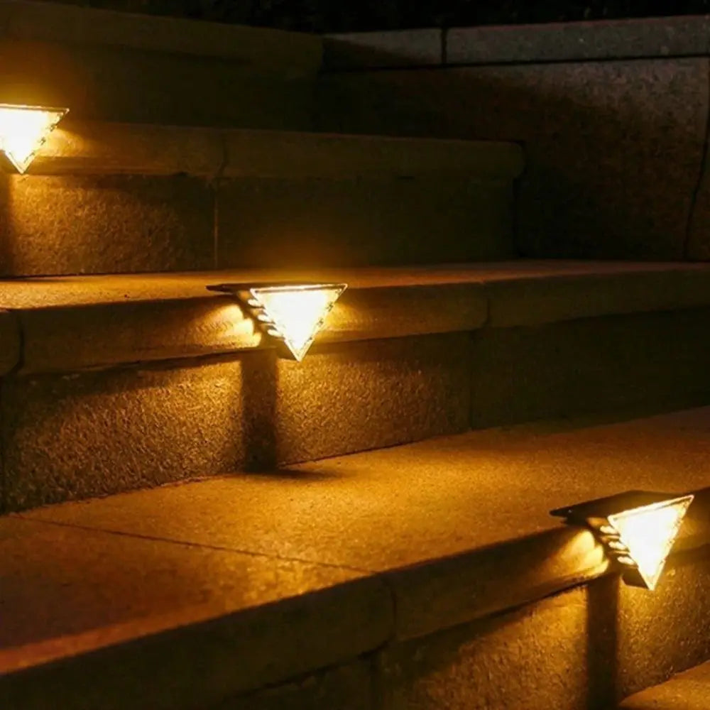 Automatic Operation Solar Powered Outdoor Solar Step Lights Triangle White/Warm Light Stair Lamp LED Waterproof Deck Lights Path
