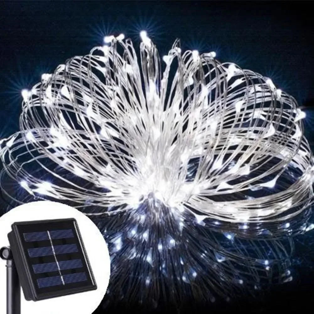 100 LED Solar Fairy Waterproof Copper Wire String Lights Christmas Party Garland Solar Power Lamp for Outdoor Garden Wedding
