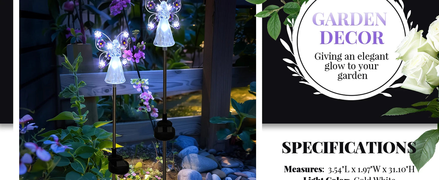 Solar Garden Light Angel Solar Landscape Decorative Light Outdoor Waterproof Solar Pathway Lights Grave Cemetery Sympathy Gift