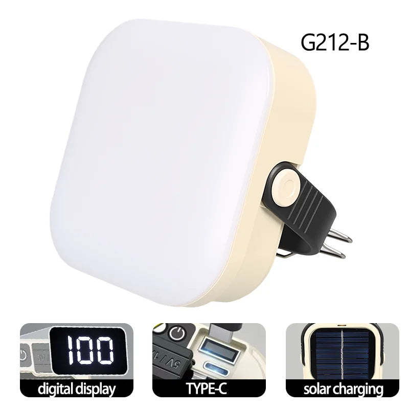 Solar Camping Lamp with Magnet & AdjustableBracket,5 Modes Outdoor Waterproof Lantern for Tent, Hiking, & Emergency Lighting