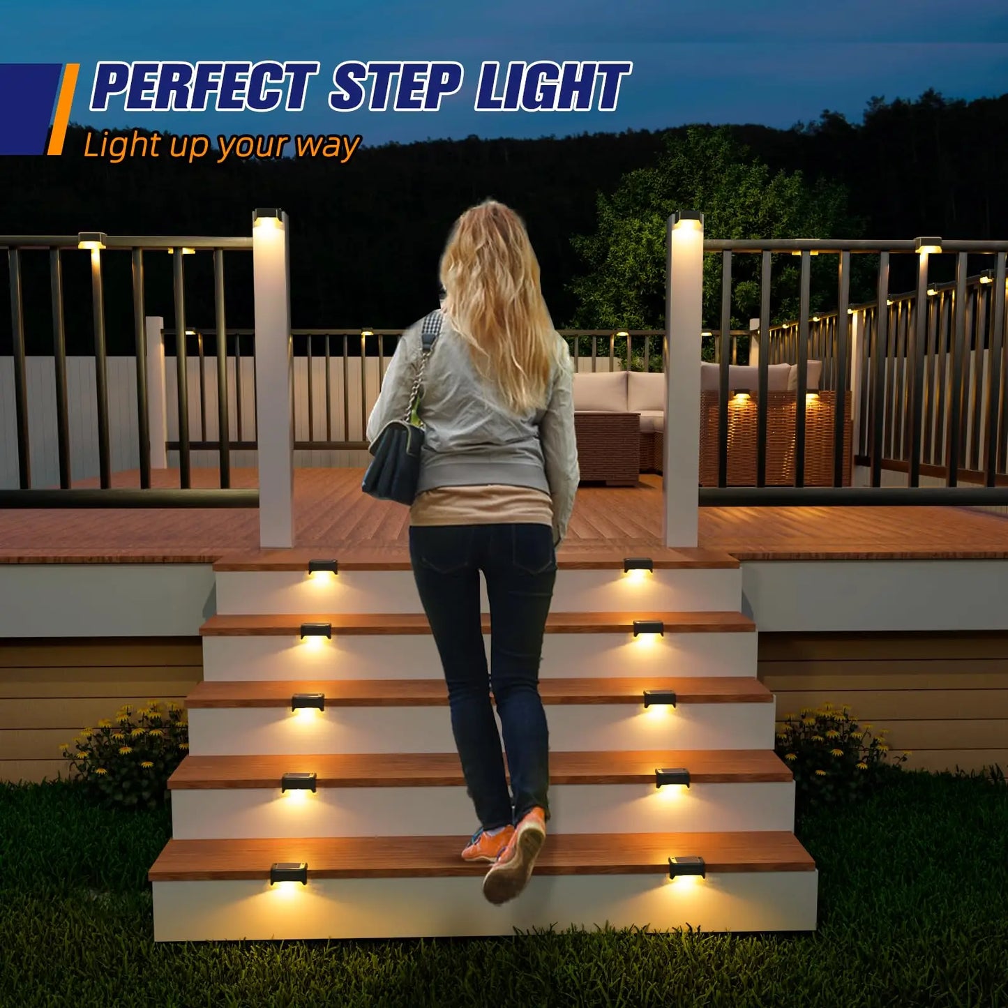 Solar Step Deck Fence Lights Outdoor Waterproof Led Path Light for Patio Stairs Garden Pathway Step Fences Outside Solar Lamp
