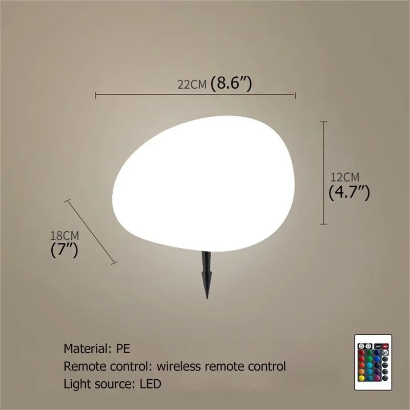 Solar Garden Lights Led Modern Creative White Stones Shape Waterproof IP65 with Remote Control Decor Home Courtyard Lawn Lamp
