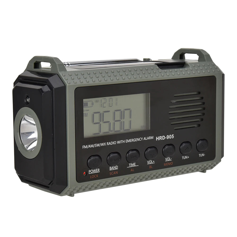 10000MAh Portable Emergency Solar Power Radio Hand Crank AM FM SW NOAA Weather Radio Led Reading Flashlight Phone Power Bank