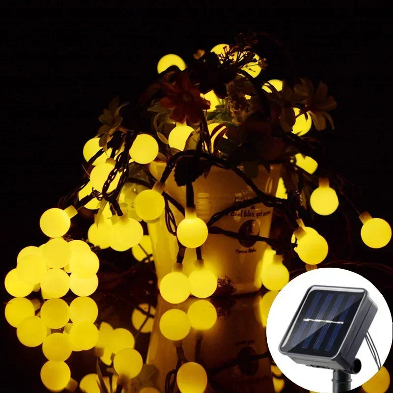 20/50/100LED Solar Outdoor String Lights Round Ball Solar Globe Lights for Garden Patio Holiday Party Christmas Decoration