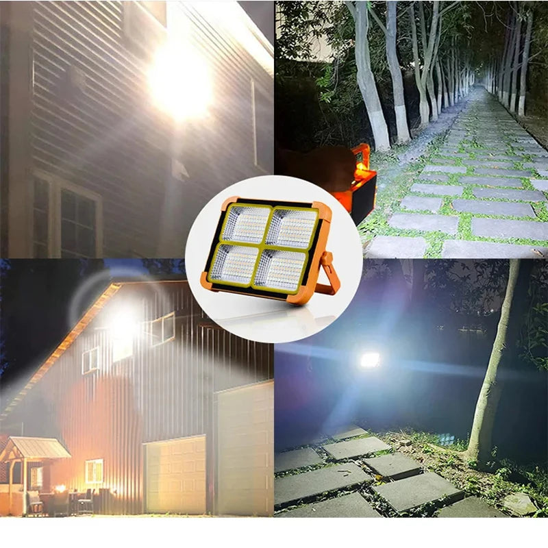 Solar Powered Led Streetlight Outdoor Portable Waterproof Flashlight Reflector Spotlight Projector Floodlight Construction Light