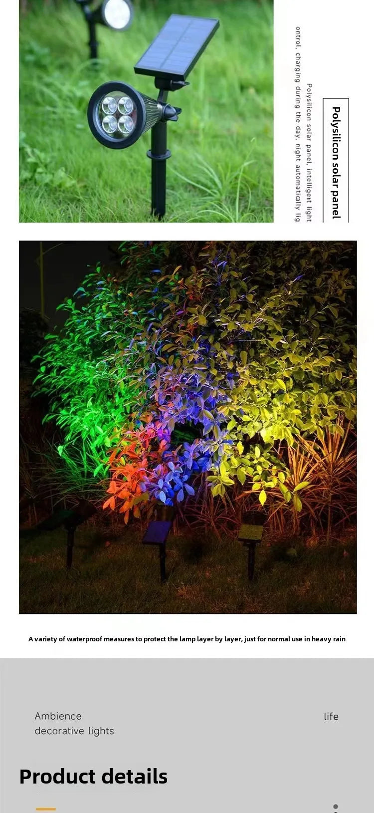 1/2 Packs Solar Lights Solar Spotlight Waterproof Solar Wall Light Solar Garden Light Solar Lamp Outdoor Spotlight