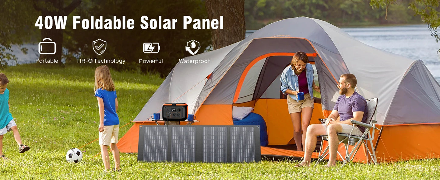 40W Foldable Solar Panel USB QC3.0 USB-C Output Portable Waterproof Battery Charger for Power Staiton Outdoor Camping Hiking