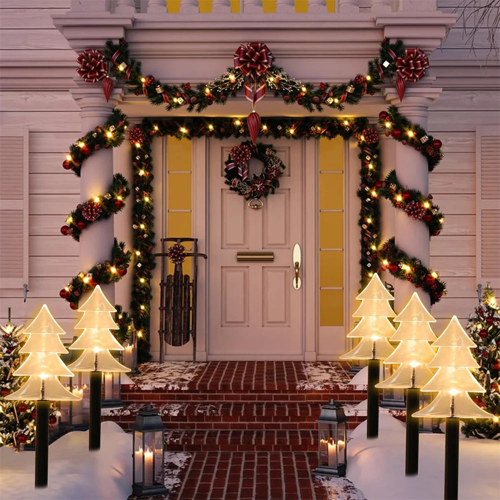Solar Christmas Pathway Lights 5 Pack Solar Christmas Decor Star LED Lights Outdoor Waterproof Stake Lights Garden Walkway 731