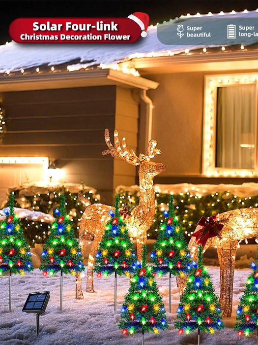 Strawberry Christmas Tree Solar Christmas Decoration 1 to 4 Christmas Tree Enlarged Solar Outdoor Christmas Aisle Lights for Christmas Decoration Channel Garden Courtyard Beautiful Bright