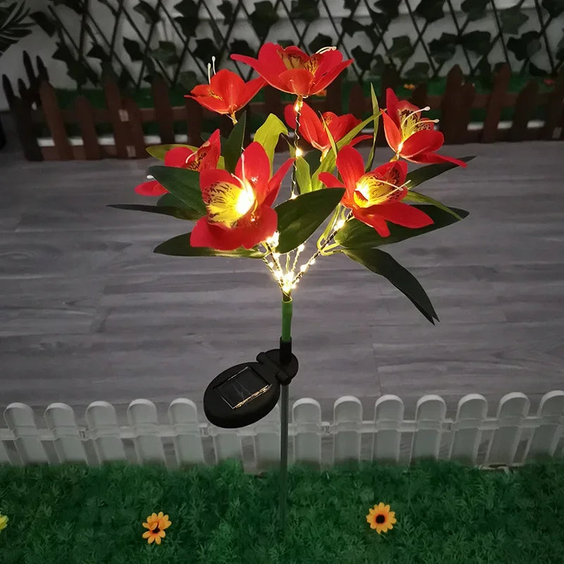 Solar Garden Lights Wild Flower Chrysanthemum Stake Lawn Lamp Waterproof Garden Butterfly Lamps Yard Art for Home Decoration