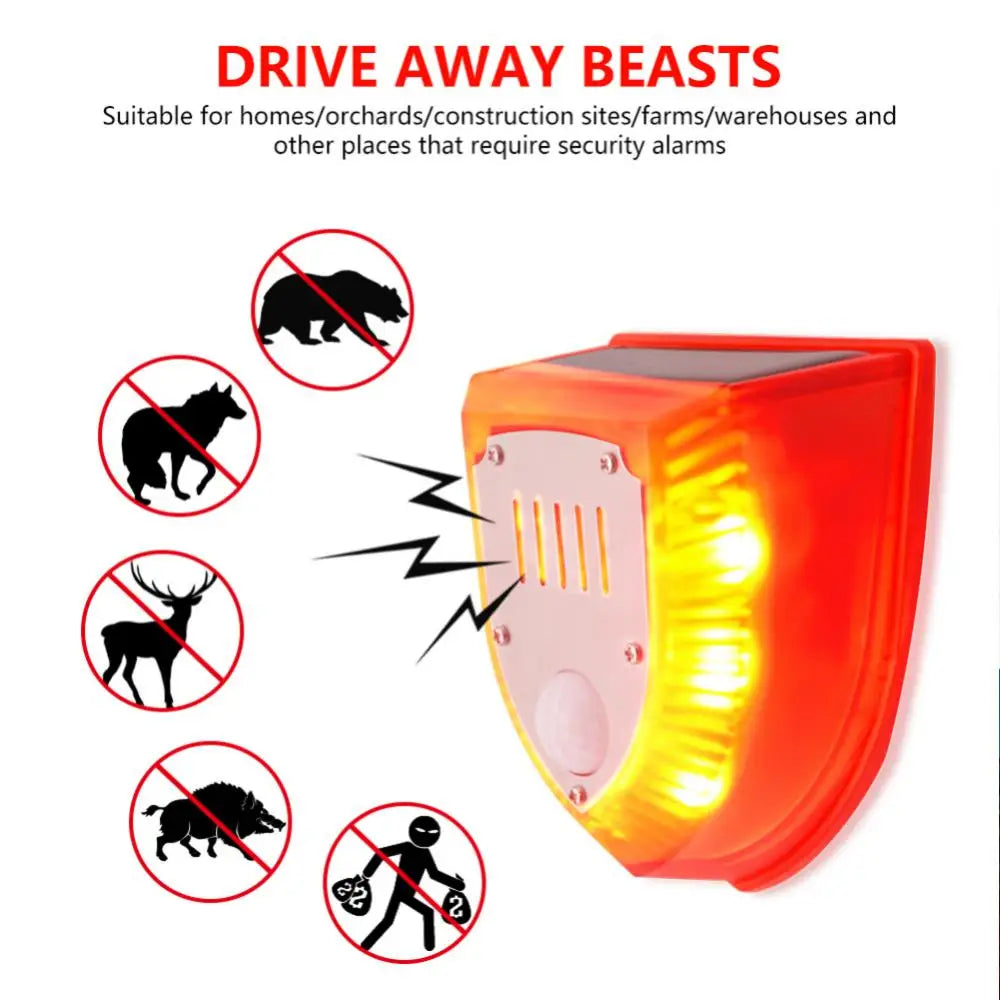 Solar Alarm Lamp Siren Wireless Motion Sensor Outdoor Waterproof 129dB Alarm Light Drive Away Wolf Wild Alarm System Detector