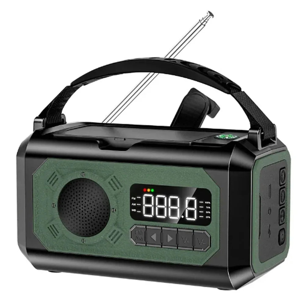 12000mAh AM/FM/NOAA Weather Radio with 2 Solar Panels Solar Hand Crank Portable Emergency Radio Reading Lamp for Outdoor Camping