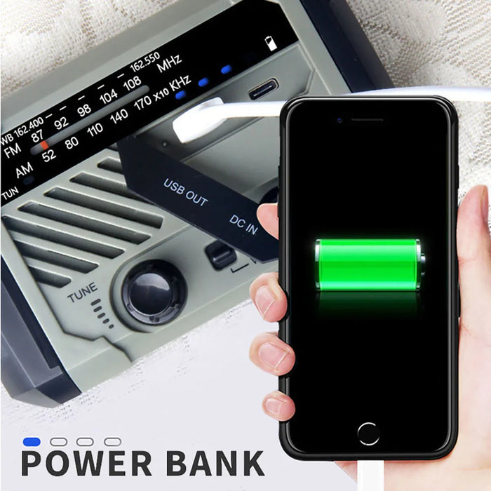 Emergency Solar Radio with Handle, Portable 3-Mode Flashlight SOS Siren Cell Phone Charger Camping Survival Gear and Supplies