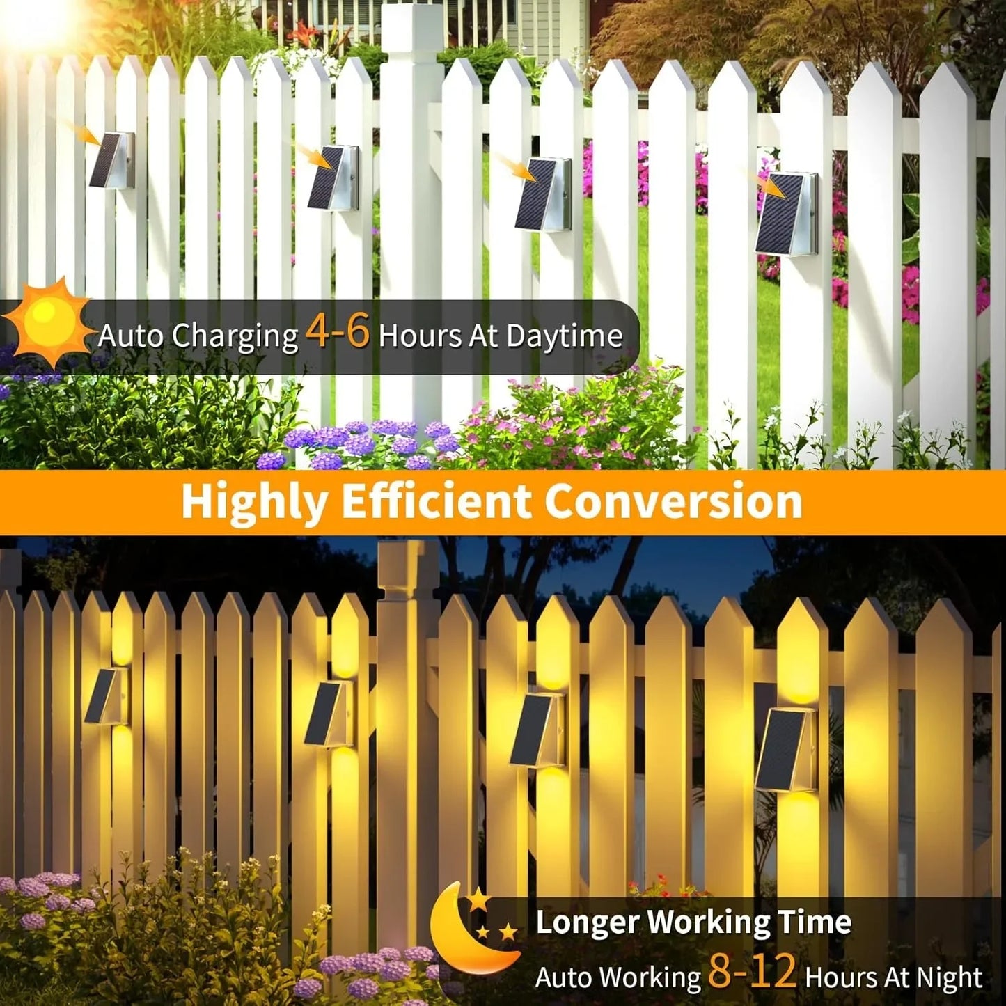 1/4/6 Packs Solar Lights Outdoor Deck & Wall Lights IP65 Waterproof LED Solar Fence Lights for Garden, Stairs, Patio, Yard, Pool