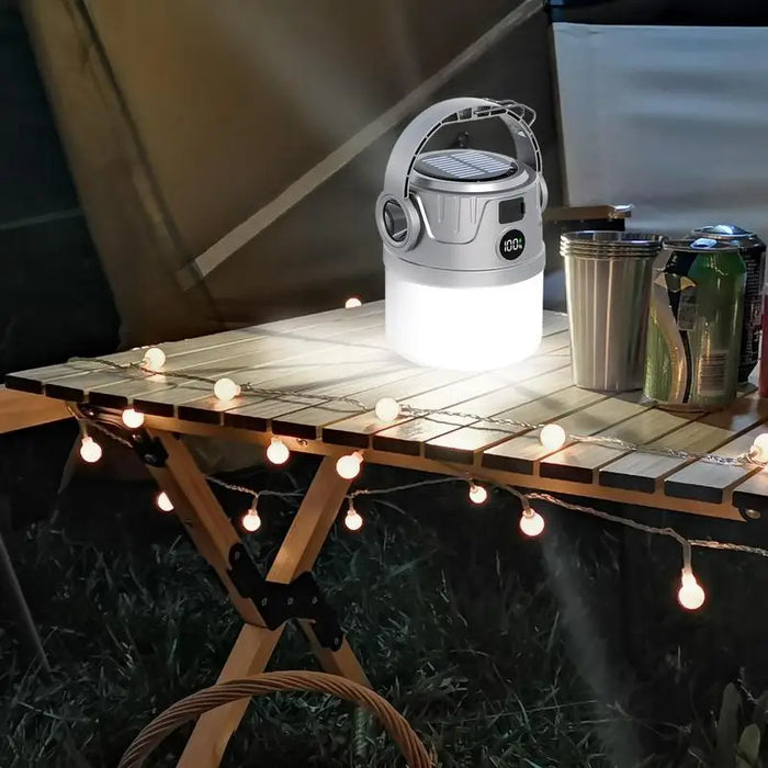 Camping Solar Lights Outdoor Tent Light Foldable Picnic Lantern 4 Speed Adjustable Lamp Flashlight Rechargeable LED Camp Lantern