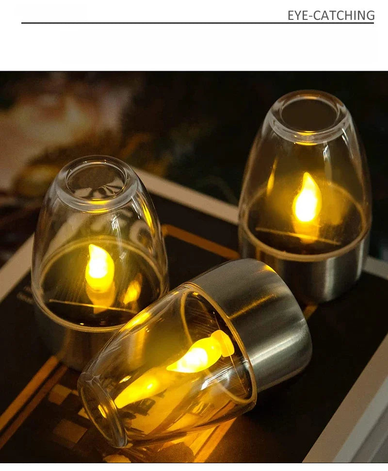 Solar Light Outdoor Terrace LED Steel Candle Light Lawn Deck Halloween Decoration Night Light Waterproof Garden Solar Light