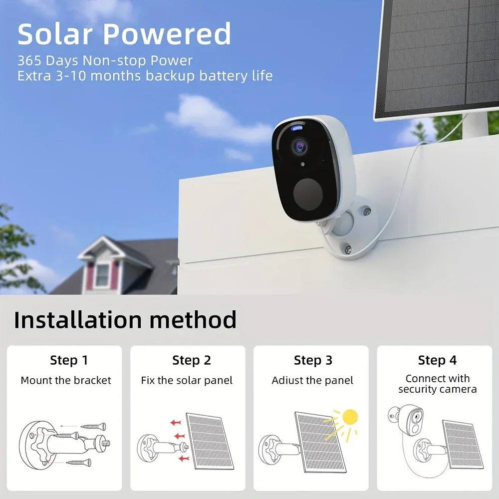 SANSCO 5MP Solar WIFI Surveillance Camera PIR Motion Detection 110° Wide Angle Outdoor Wireless Battery Security Protection CCTV