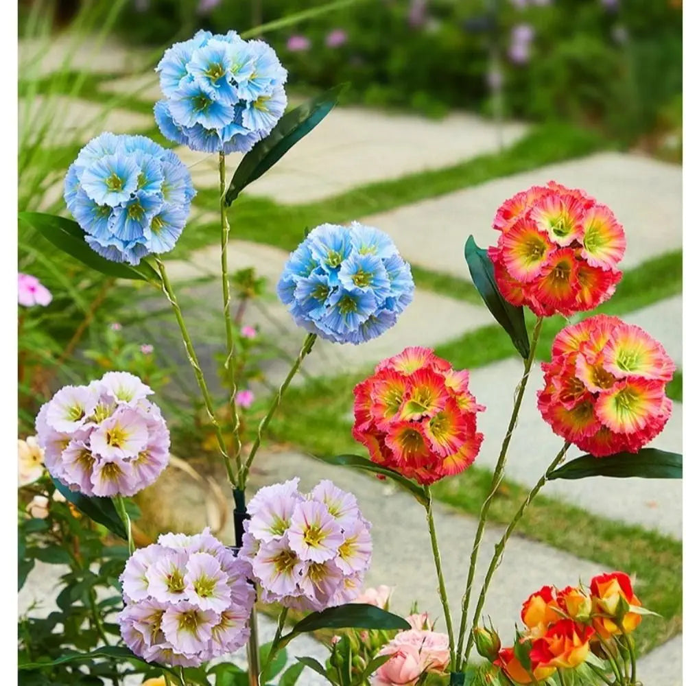 Waterproof Solar Flower Light with 3 Head Ground Mounted Simulation Flower Lamp Warm light Intelligent Light Sensing
