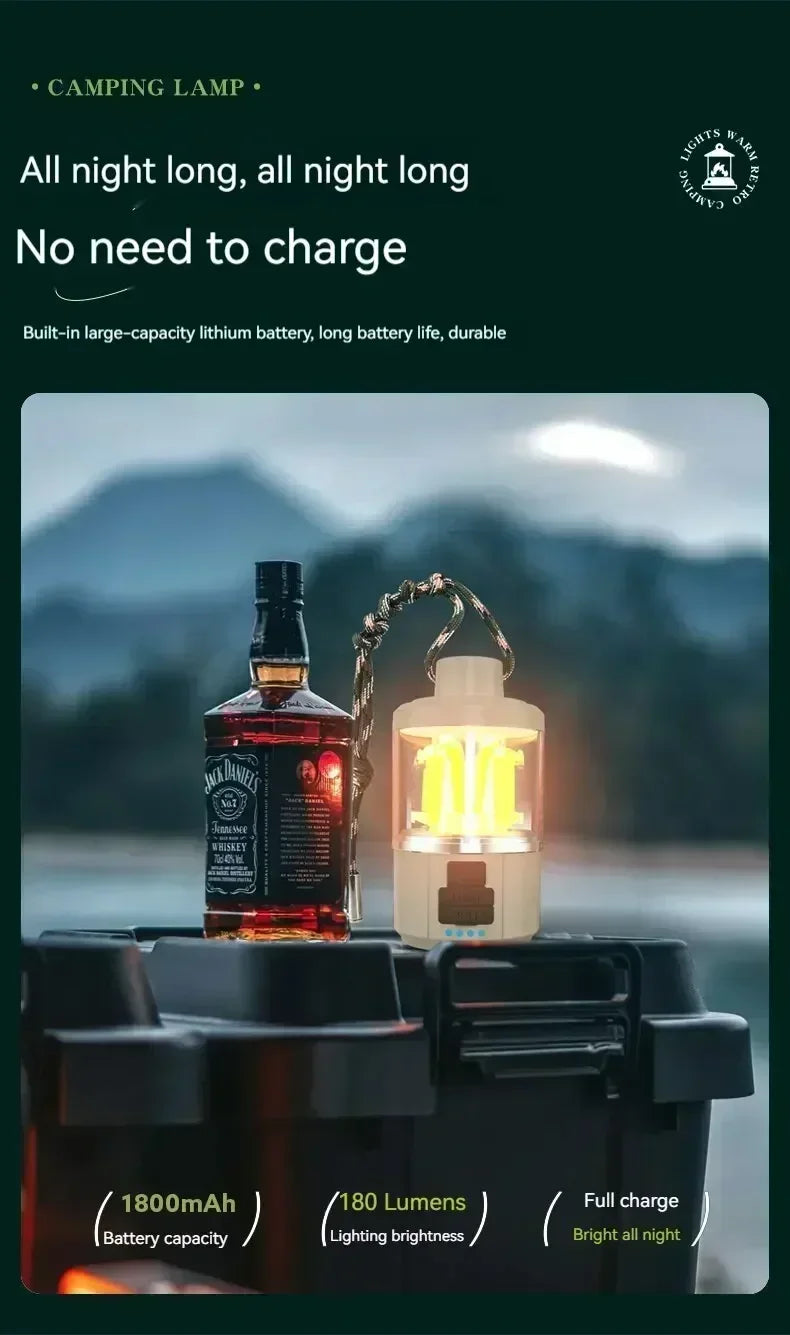 Solar Camp Lantern - IPX7 Waterproof with 360° Magnetic Base & Rechargeable