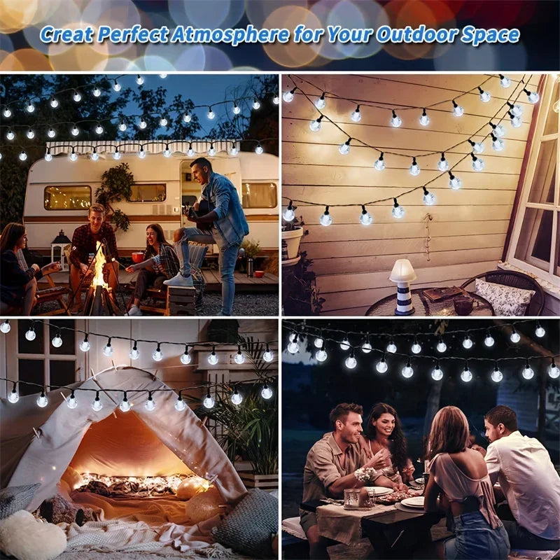 Solar Bubble Light String 8 Lighting Modes LED Lights Holiday Garden Tree Yard Party Christmas Outdoor Street Camping Decoration