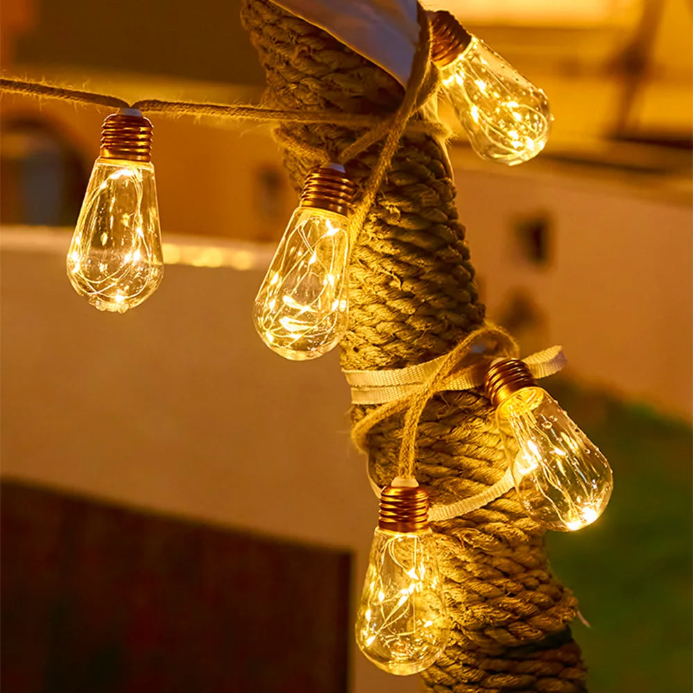 Solar Ball Lights 8M USB Charging 10 LEDs/Bulb 8 Modes Remote Control Waterproof Outdoor Decoration Warm White+RGB