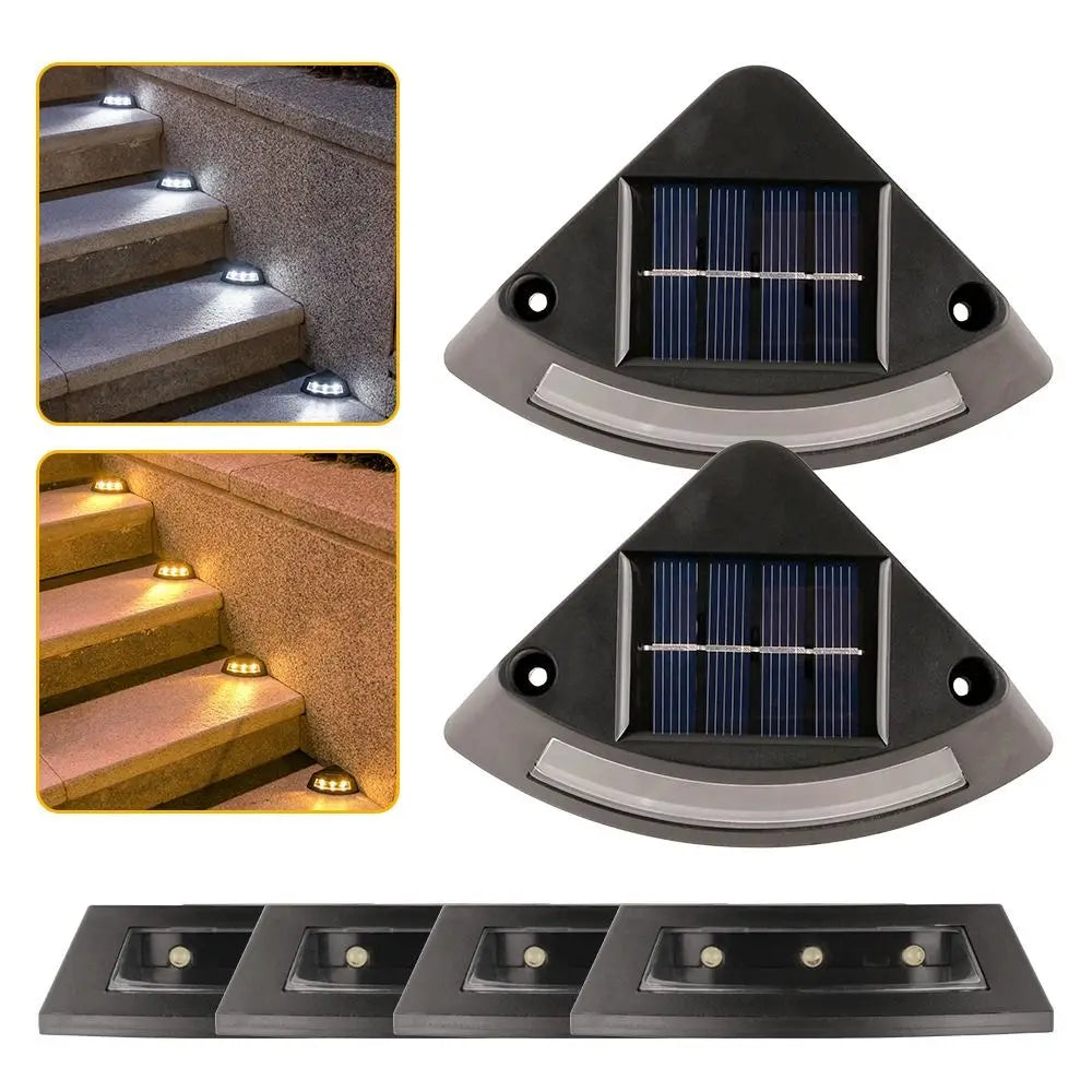 4pcs Waterproof Solar Step Lights Auto Switch Easy To Use Stair Lighting Solar Powered Warm /White Light Garden Walkway Light